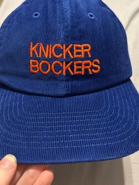 Knicker Bockers Blue Corduroy Cap with Orange Logo